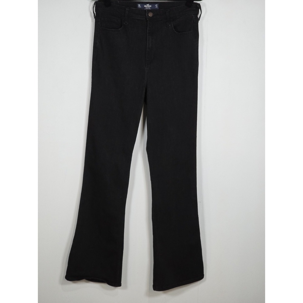 Hollister Women 13L (TALL) Highest Rise Black Soft Stretch Flare Jeans 31x33